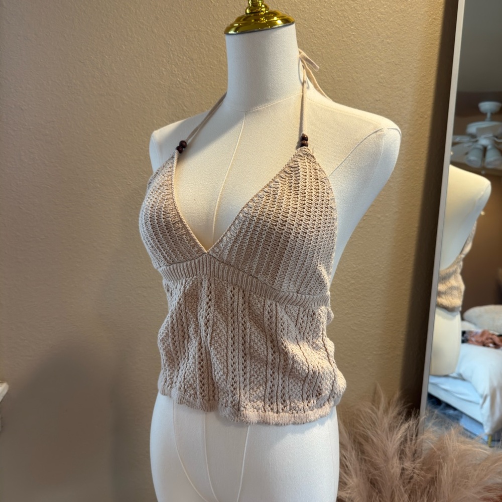 Pink Rose Cream Knit Top